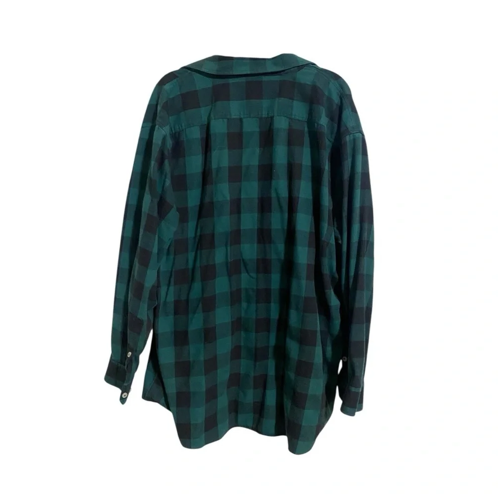 DESIGN IN ITALY (GENUINE ITALY) Green and Black Plaid Button-Up Shirt I Size:4XL